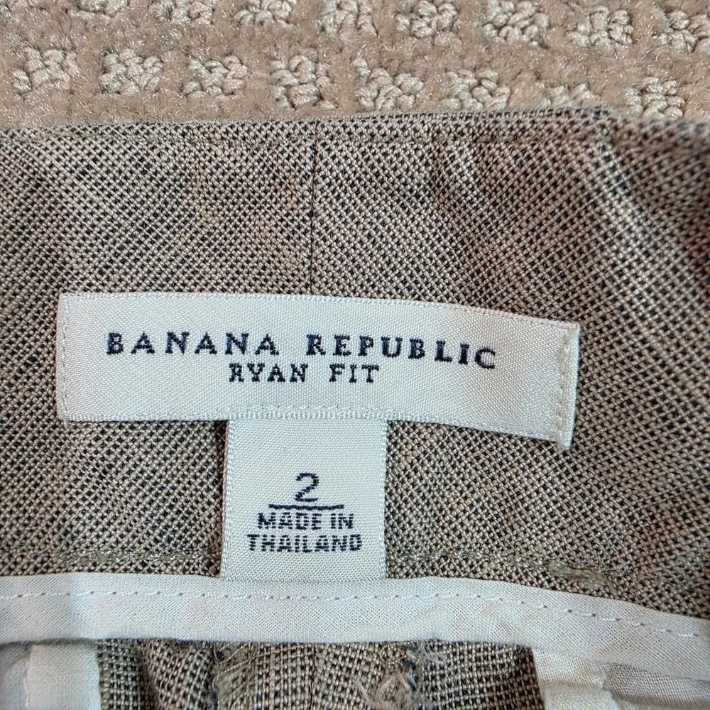 Banana Republic Ryan Fit Pants 2 Gray 100% Linen Wide Leg Lightweight 1172